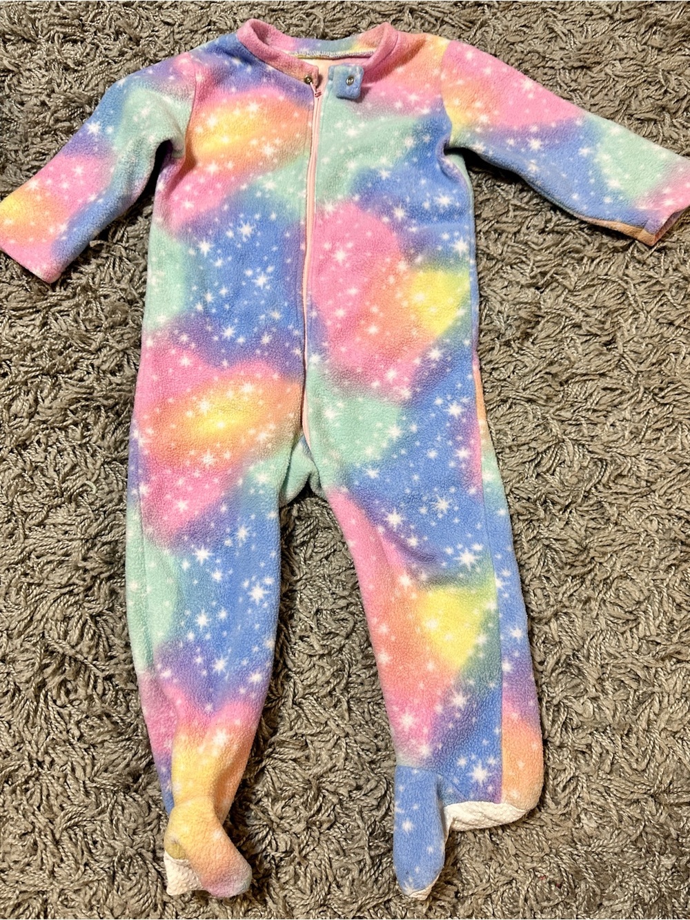 Baby Rainbow Star Fleece One-Piece Footed Sleepwear - Multi